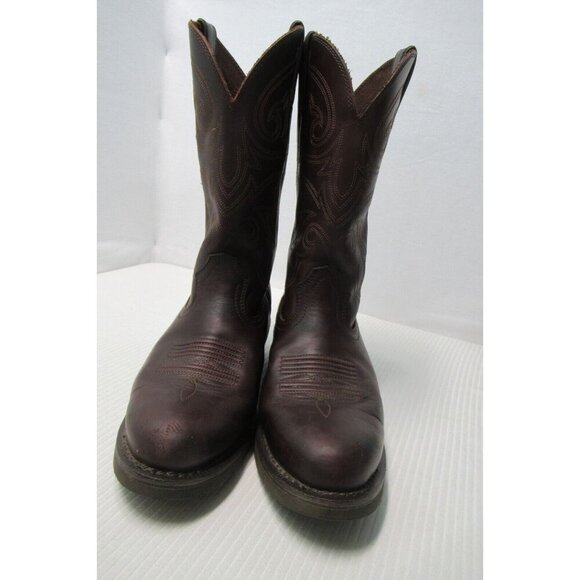 Durango Men Cowboy Boot Size 10.5D Brown Leather Work Slip Oil Resistant FR104 - Picture 3 of 12